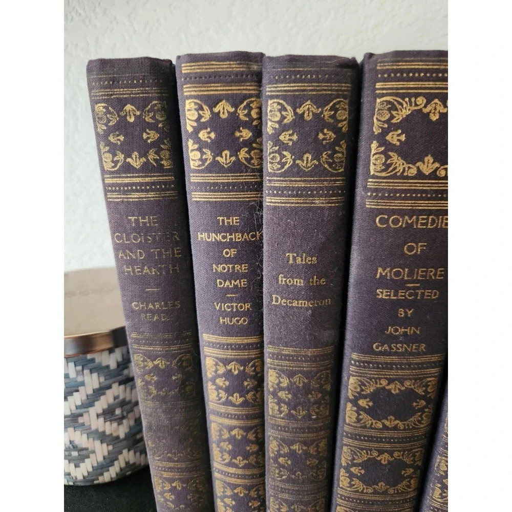Vtg Book League America Puritan‎ Liberty Set (9) HC 1940s Navy Blue Gold Books